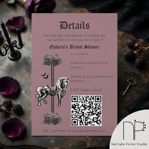 Recepción Tarjeta de detalles QR del caballo esqueleto malva