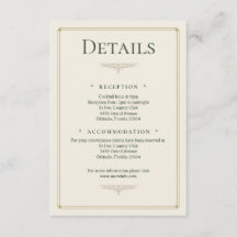 Tarjeta de detalles verde bosque y dorado Old Mone