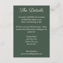 Tarjeta de detalles verdes de Highland Moss, guión