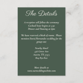 Recepción Tarjeta de detalles verdes de Highland Moss, guión