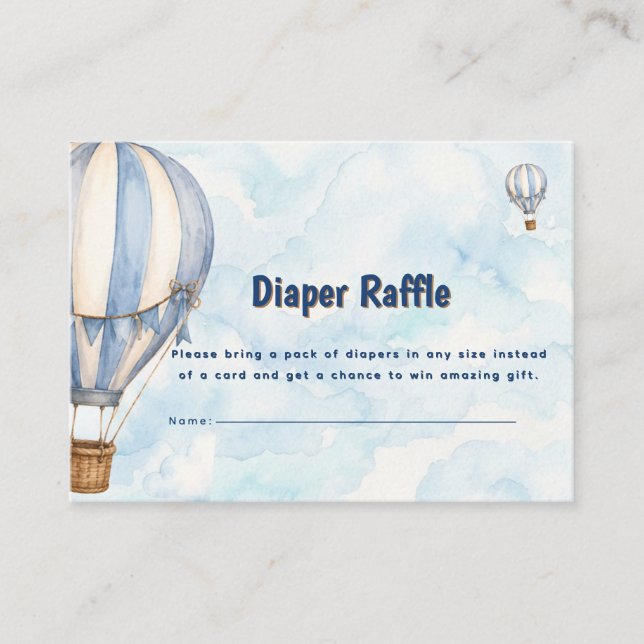 Recepción Tarjeta de Diaper Raffle de Globos Aerostáticos Az (Anverso)