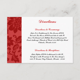 Recepción Tarjeta de dirección 3.5 x 5 Black Flourish Red St