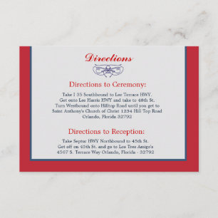 Recepción Tarjeta de dirección 3.5 x 5 Cinta BG de color roj