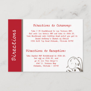 Recepción Tarjeta de dirección 3.5 x 5 Crimson Gris Rojo Bg