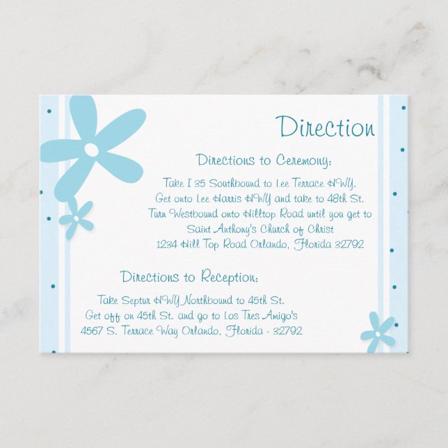 Recepción Tarjeta de dirección 3,5 x 5 Daisies azules (Anverso)