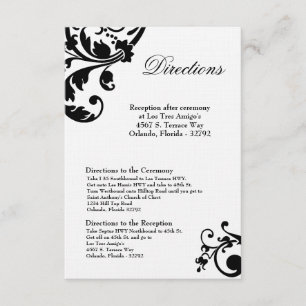 Recepción Tarjeta de dirección 3x5 filigrana floral blanca n