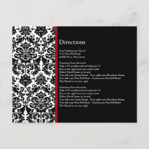 Recepción Tarjeta de dirección de acento rojo de damasco neg