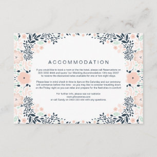 Recepción Tarjeta de dirección de Boda floral de la medianoc