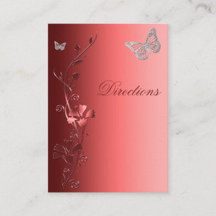Recepción Tarjeta de dirección de mariposas florales rojas y