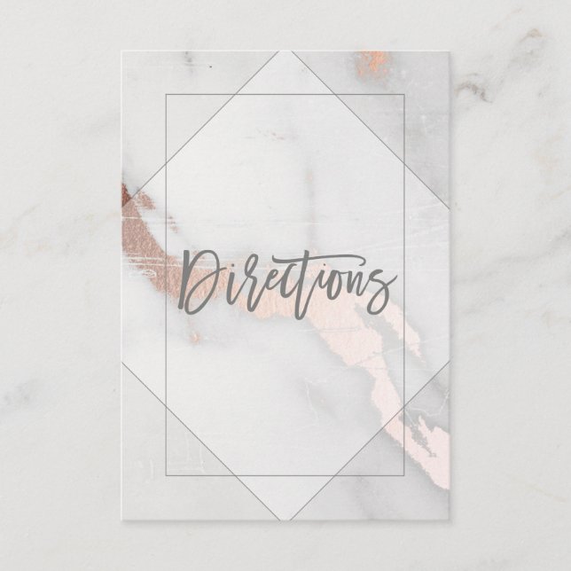 RECEPCIÓN TARJETA DE DIRECCIÓN DE MÁRMOL Y BODA DE ORO ROSA (Anverso)