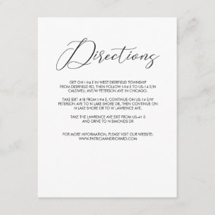 Recepción Tarjeta de direcciones de boda con letra moderna c
