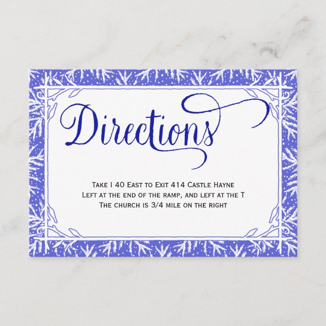 Recepción Tarjeta de direcciones de boda en el país de copos (Anverso)