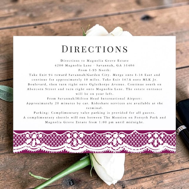 Recepción Tarjeta de Direcciones de Boda Formal Borgoña con  (Subido por el creador)