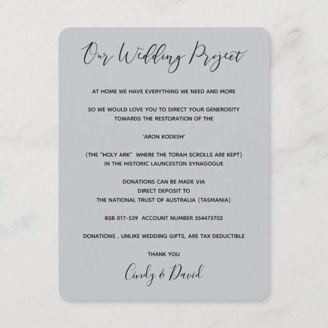 Recepción Tarjeta de donación - Bosque romántico (Anverso)