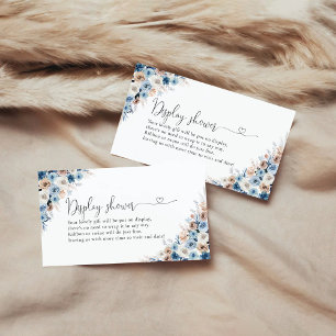 Recepción Tarjeta de ducha Blue Boho Floral Baby Shower Disp