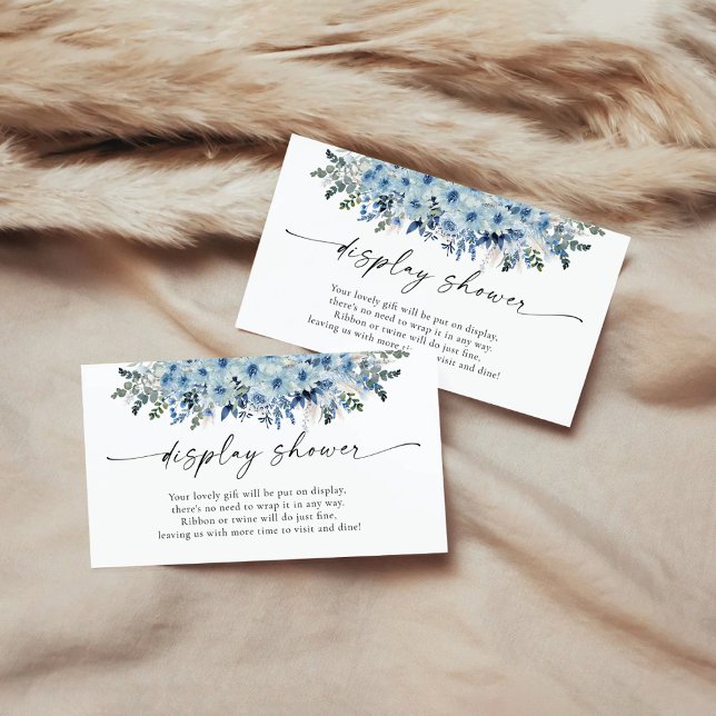 Recepción Tarjeta de ducha Blue Boho Floral Baby Shower Disp (Subido por el creador)