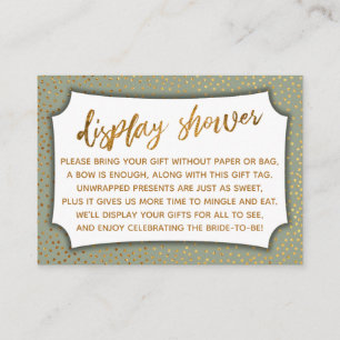 Recepción Tarjeta de ducha Sage Green & Gold Confetti