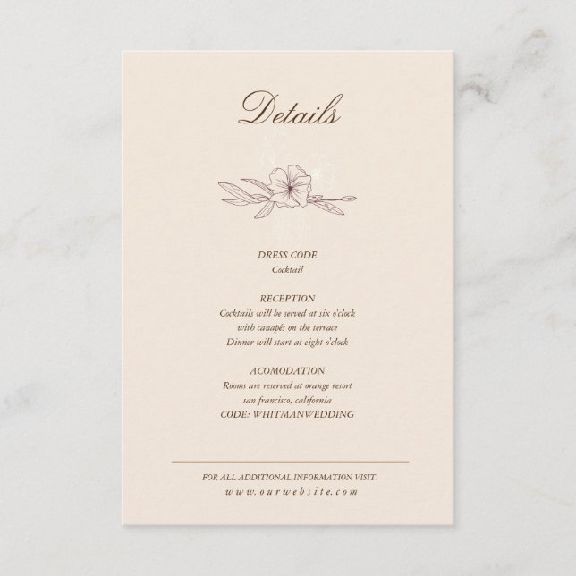 Recepción Tarjeta de Encerramiento con Detalles Florales de  (Anverso)