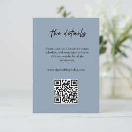 Recepción Tarjeta de Encerramiento de Boda Azul Polvoriento