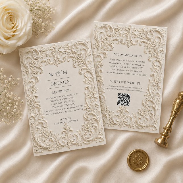 Recepción Tarjeta de Encerramiento de Boda Barroca Elegante  (Elegant Baroque Wedding Vintage Enclosure Card)