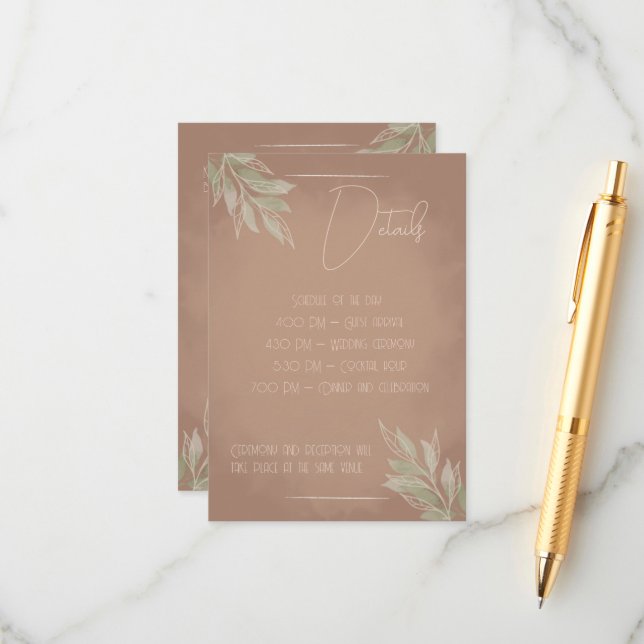 Recepción Tarjeta de Encerramiento de Boda Boho de Terracota (Anverso/Reverso In Situ)