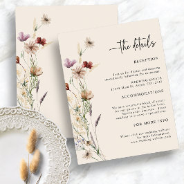 Recepción Tarjeta de Encerramiento de Boda Boho Flores Silve