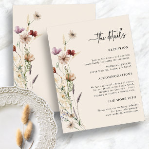 Recepción Tarjeta de Encerramiento de Boda Boho Flores Silve