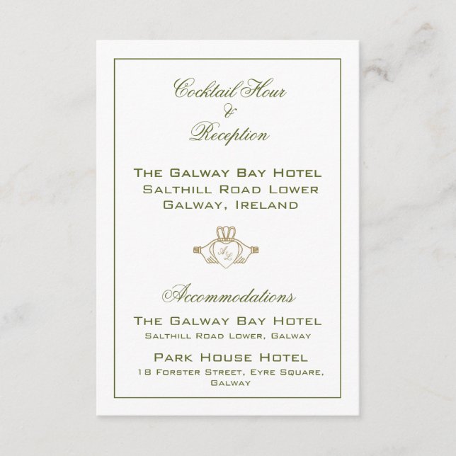 Recepción Tarjeta de Encerramiento de Boda Claddagh (Anverso)