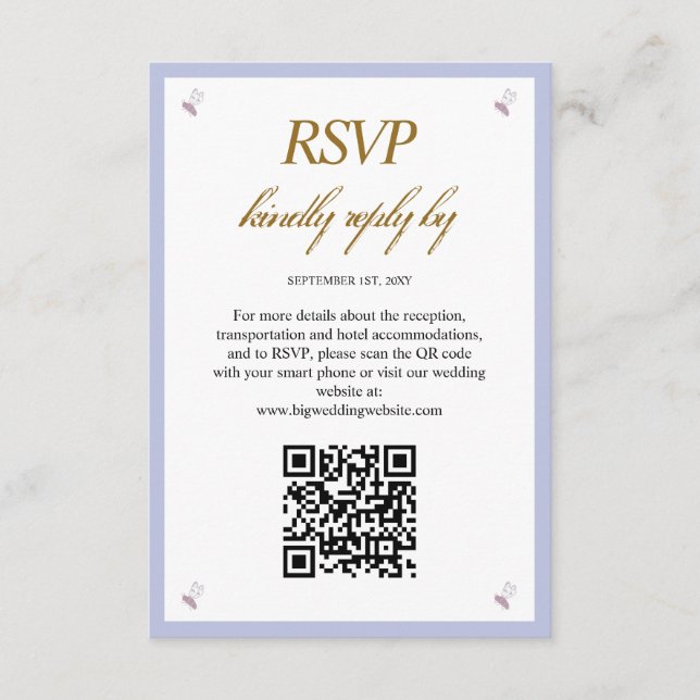 Recepción Tarjeta de Encerramiento de Boda con Código QR de  (Anverso)