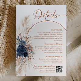 Recepción Tarjeta de Encerramiento de Boda Rústica Boho Azul