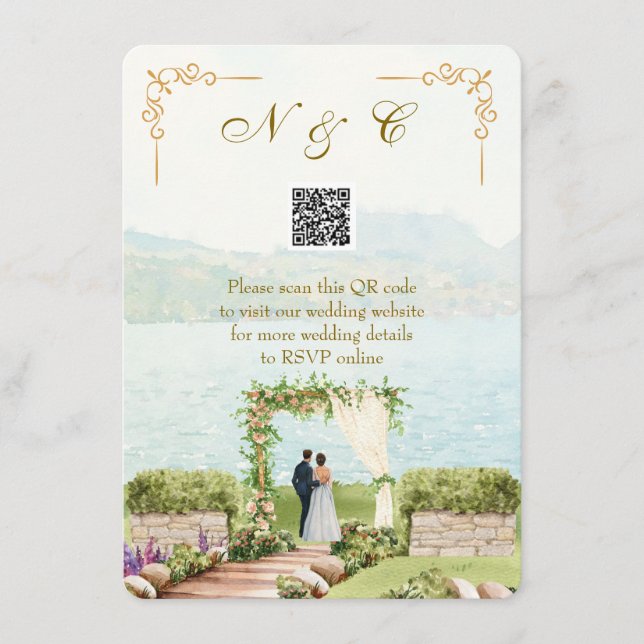 Recepción Tarjeta de Encerramiento de Código QR de Boda en E (Anverso)