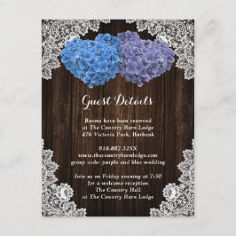 Recepción Tarjeta de Encerramiento Floral Morado y Azul Rúst