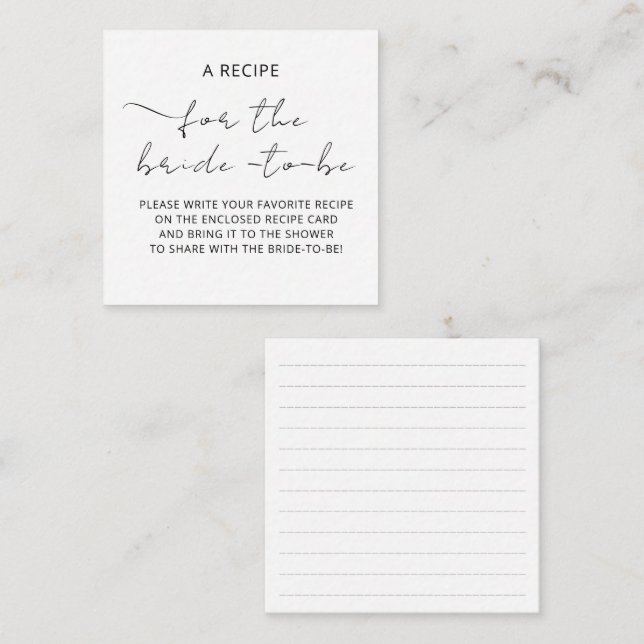 Recepción Tarjeta de Encerramiento "UNA RECETA" para la duch (Anverso / Reverso)