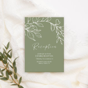 Recepción Tarjeta de Encierre de Boda de Flores Verdes Boho 