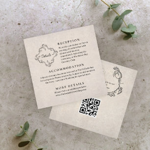Recepción Tarjeta de Encierre de Boda Minimalista Vintage