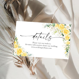 Recepción Tarjeta de Encierro con Detalles Florales Amarillo