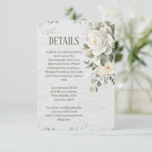 Recepción Tarjeta de Encierro de Boda con Diseño Floral Eleg