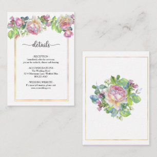 Recepción Tarjeta de Encierro de Boda Floral Rubor Chic