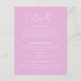 Recepción Tarjeta de Encierro de Boda Grande Detalles Rosado