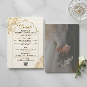 Recepción Tarjeta de Encierro Mezquita Floral Dorada Eleganc