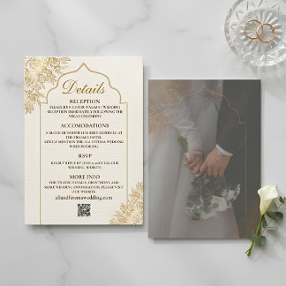 Recepción Tarjeta de Encierro Mezquita Floral Dorada Eleganc