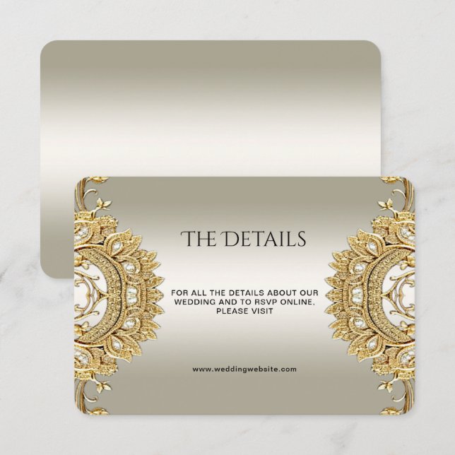 Recepción Tarjeta de Enclosure con Detalle Ornamental Dorado (Anverso / Reverso)