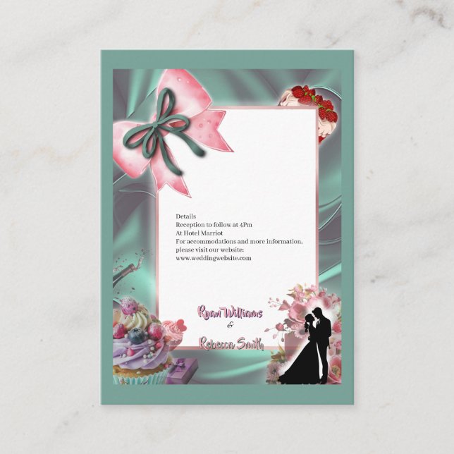 Recepción Tarjeta de Enclosure de Boda con Lazo de Satén de  (Anverso)