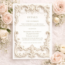 Recepción Tarjeta de Enclosure de Boda de Marfil Barroco Ele