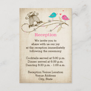 Recepción Tarjeta de Enclosure de Boda de Pájaros Caprichoso
