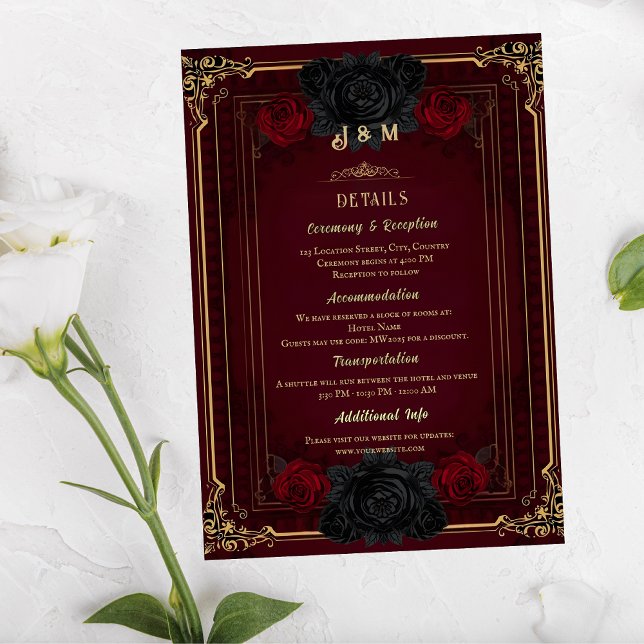 Recepción Tarjeta de Enclosure de Boda de Romance Gótico Ele (Subido por el creador)