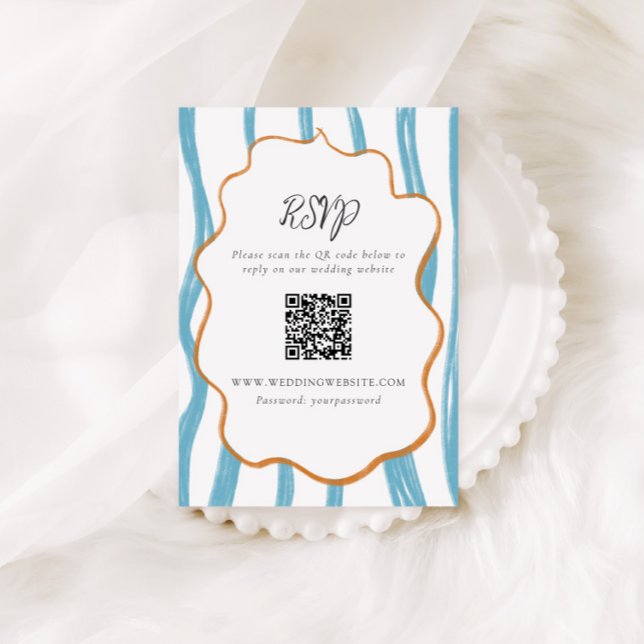 Recepción Tarjeta de Enclosure de Código QR de Boda con Raya (Subido por el creador)