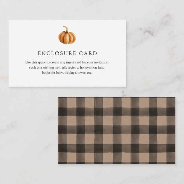 Recepción Tarjeta de Enclosure de Cuadros de Calabaza (Anverso / Reverso)