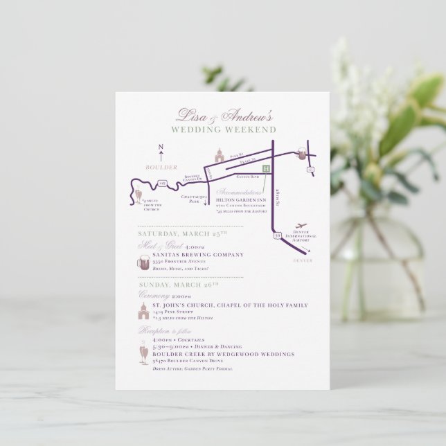 Recepción Tarjeta de Enclosure de Mapa Personalizado de 4.5" (Anverso de pie)