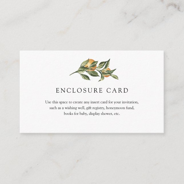Recepción Tarjeta de Enclosure de Naranja Adorable (Anverso)